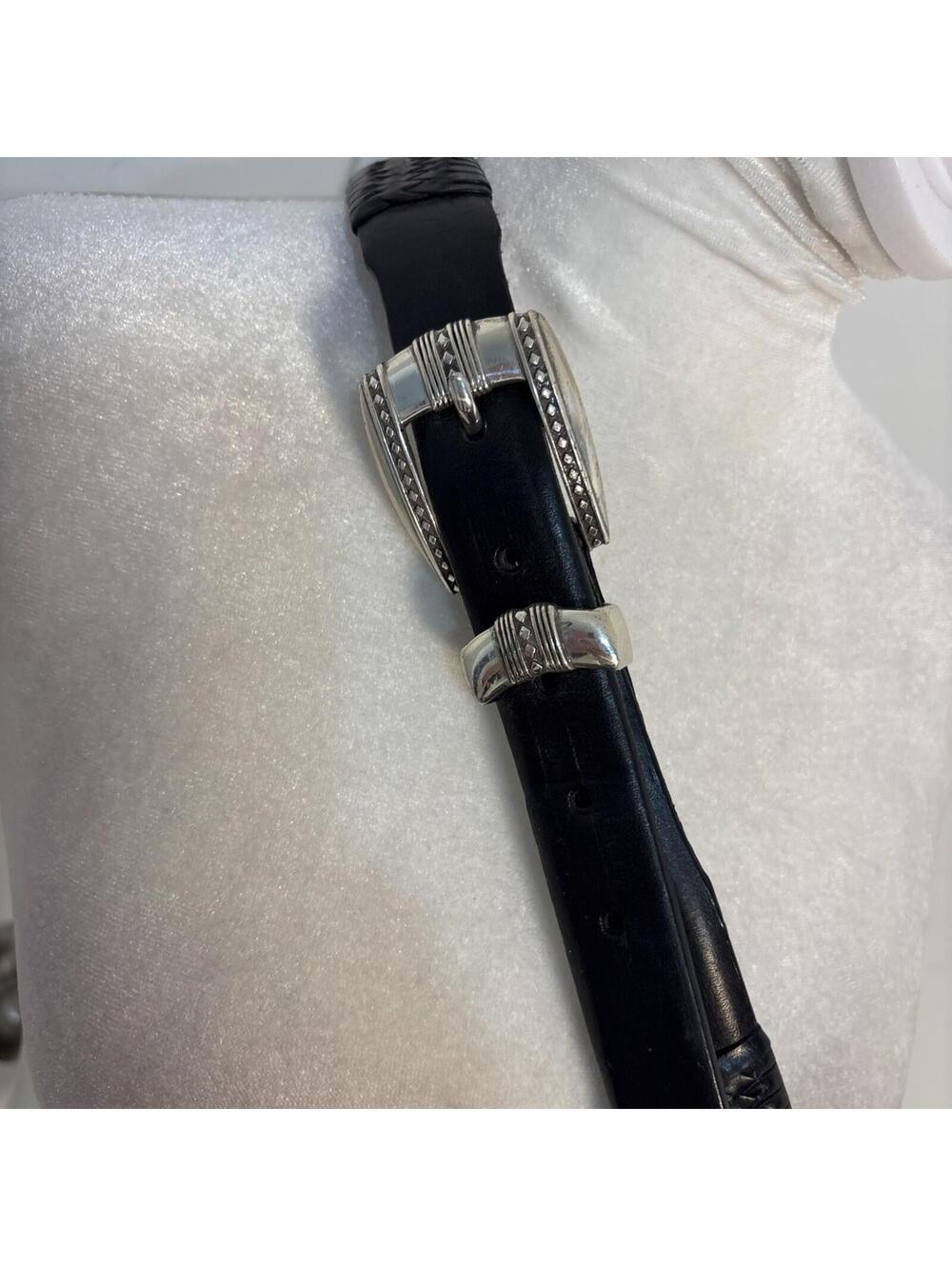 Vintage Onyx by Brighton Belt Size 38 Black Western Belt 1991 Braided Piping